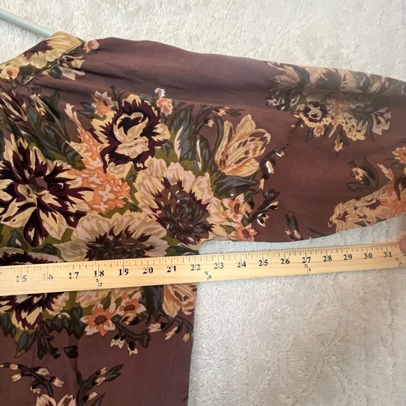 World Market Autumn Muted Colors Floral Blouse Sz M - Picture 15 of 15